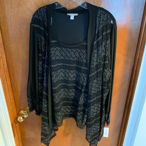 NWT Plus Size 3X Dressy Black & Silvery Top